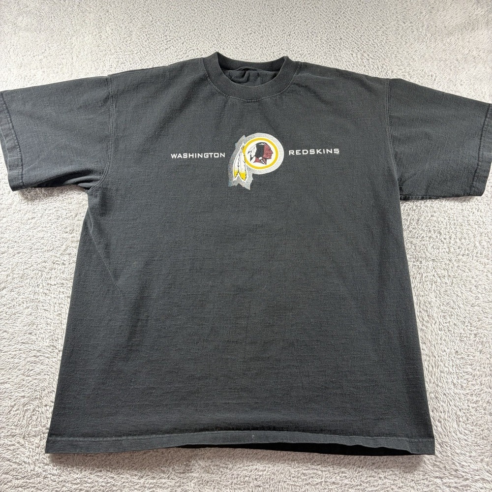 VINTAGE Washington Redskins Shirt Mens XL Black Heavyweight Minimal Native
